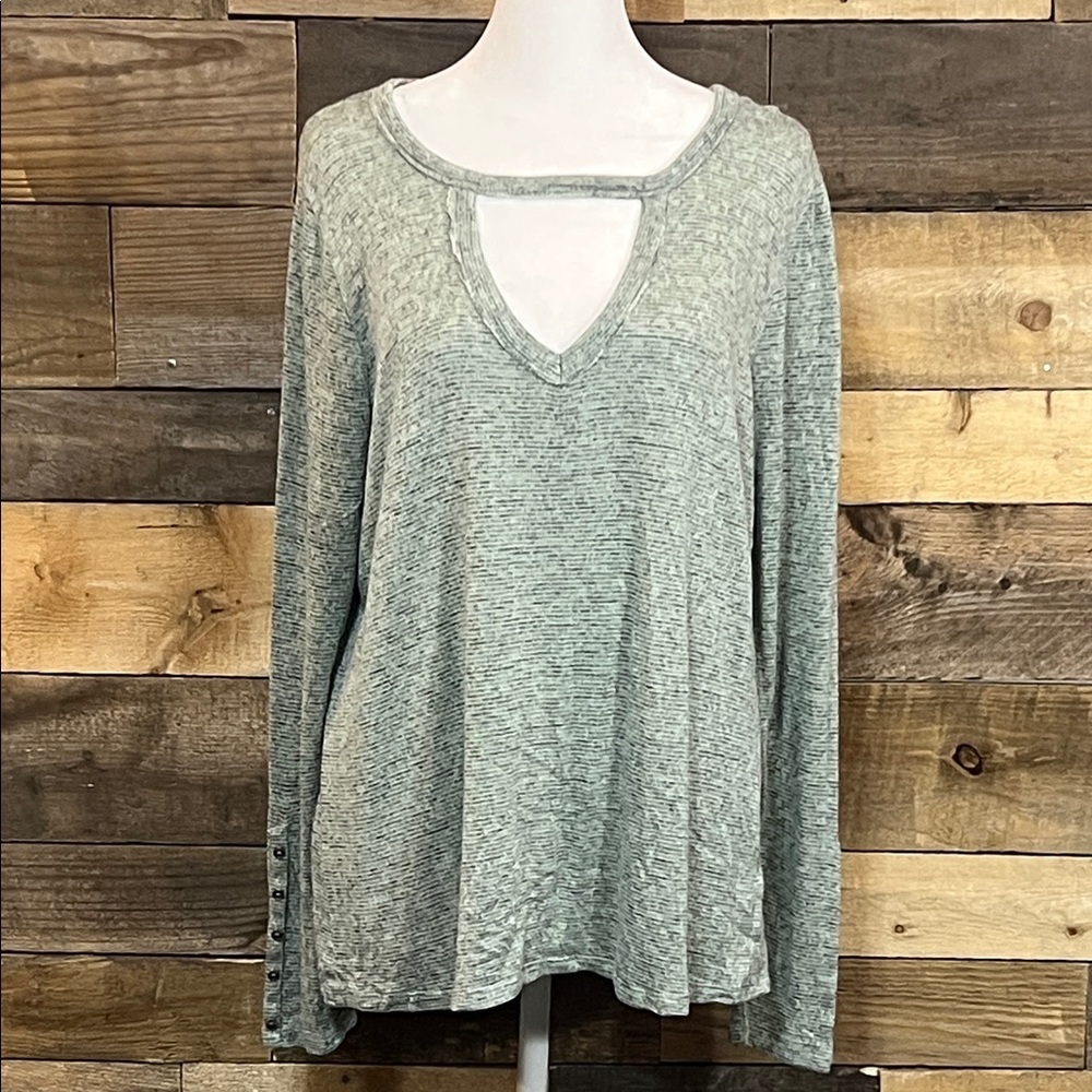 Maurices Light Grayish Teal Long Sleeve Top with Cutout